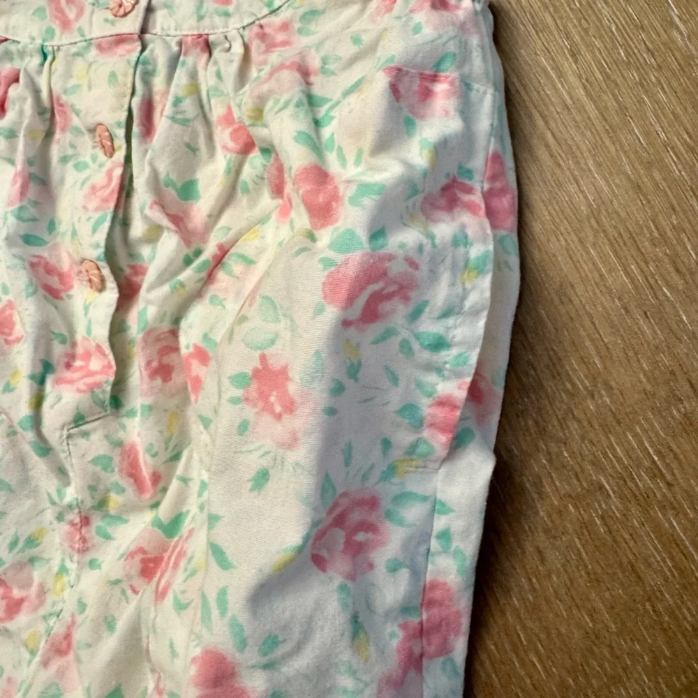Mine Alone Floral Pastel Toddler Cotton Vintage 80s Romper With Pockets, 4T, EUC
